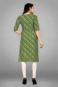 Women Green Cotton Printed Straight Kurta-thumb1