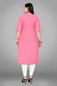 Elegant Pink Cotton Blend Embroidered Kurta For Women-thumb1