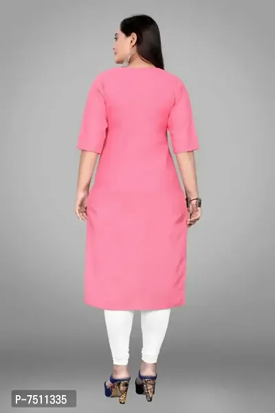 Elegant Pink Cotton Blend Embroidered Kurta For Women-thumb2