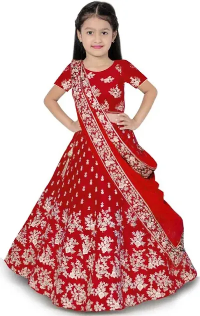 baby girls lehengha choli Semi-stitches (14-15 Years, red)