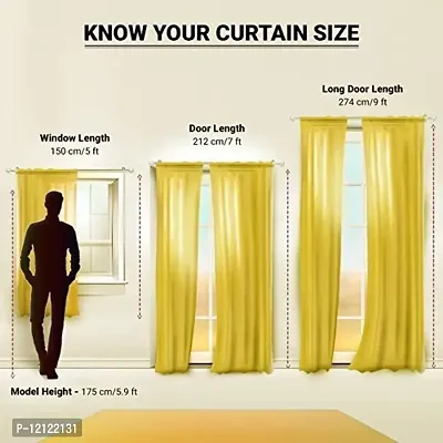 WEBICOR Plain Long Crush Curtain Polyester Fabric Door Curtain for Bed Room Kids Room Living Room Window/Door/Long Door (Set of 2) - Dark Green-thumb3