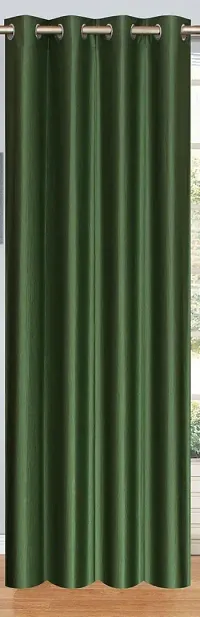 WEBICOR Plain Long Crush Curtain Polyester Fabric Door Curtain for Bed Room Kids Room Living Room Window/Door/Long Door (Set of 2) - Dark Green-thumb1