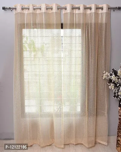 WEBICOR Curtain Crystal Sheer Polyster Net Transparent Curtains for Living Room | Curtain for Window-6 Feet, Cream, Set of 1pcs