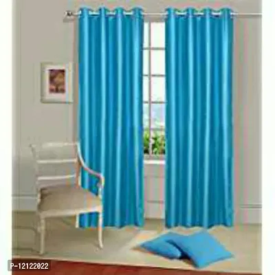 WEBICOR Long Crush Semi Transparent Curtains for Bedroom | Polyester Curtains for Living Room and Office, Sky-Blue, Door-7 Feet-1 pcs.-thumb0