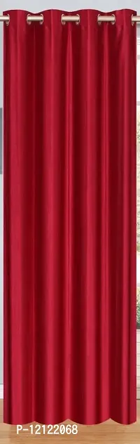 WEBICOR Plain Long Crush Curtain Polyester Fabric Door Curtain for Bed Room Kids Room Living Room Window/Door/Long Door (Set of 2) - Maroon-thumb2