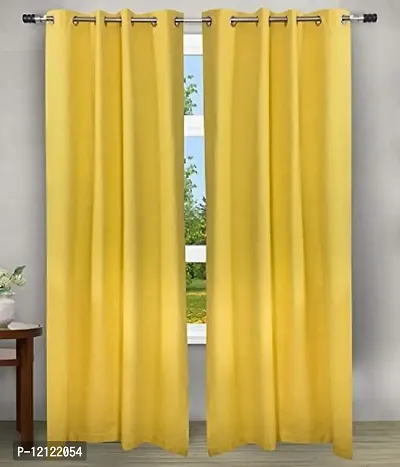 WEBICOR Long Crush Semi Transparent Curtains for Bedroom | Polyester Curtains for Living Room and Office, Yellow, LongDoor-9 Feet-1 pcs.