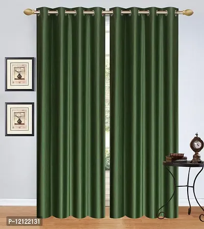 WEBICOR Plain Long Crush Curtain Polyester Fabric Door Curtain for Bed Room Kids Room Living Room Window/Door/Long Door (Set of 2) - Dark Green-thumb0