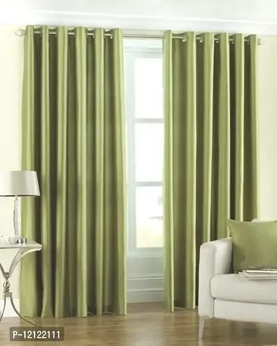 WEBICOR Plain Long Crush Curtain Polyester Fabric Door Curtain for Bed Room Kids Room Living Room Window/Door/Long Door (Set of 2) - Light Green