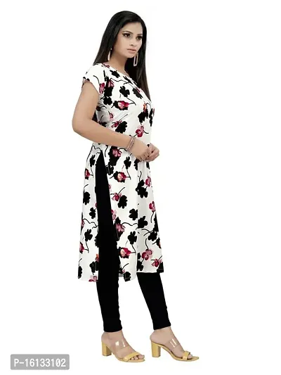 Amar Fashion White Color Crepe Fabric Flower Print Casual Wear Kurti(AF_KUR_FLR_WH,White)-thumb4