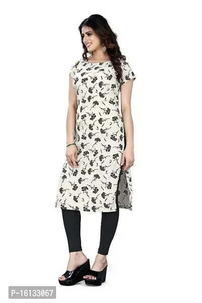 Amar Fashion White Color Crepe Fabric Flower Print Casual Wear Kurti(AF_FLR_WH,White)-thumb4