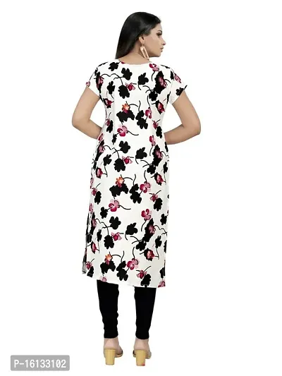 Amar Fashion White Color Crepe Fabric Flower Print Casual Wear Kurti(AF_KUR_FLR_WH,White)-thumb2