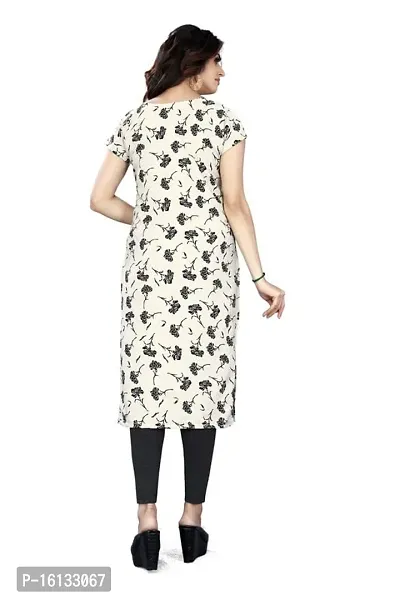 Amar Fashion White Color Crepe Fabric Flower Print Casual Wear Kurti(AF_FLR_WH,White)-thumb2