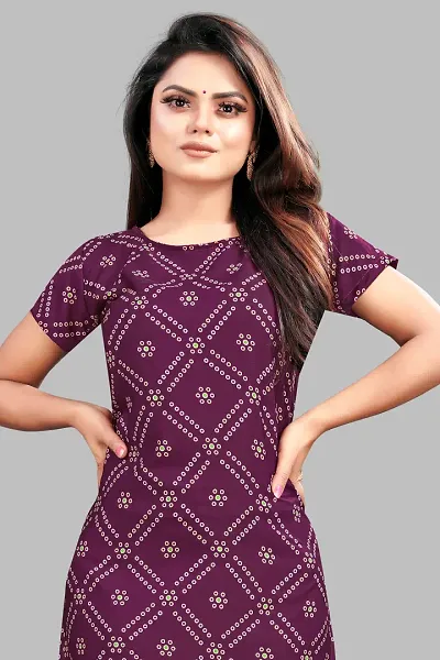 Women Stylish American Crepe Printed Straight Kurti