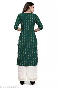 Women's Printed Crepe Green Kurti-thumb1