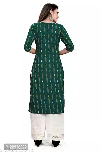 Women's Printed Crepe Green Kurti-thumb2