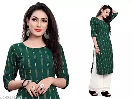 Women's Printed Crepe Green Kurti-thumb2