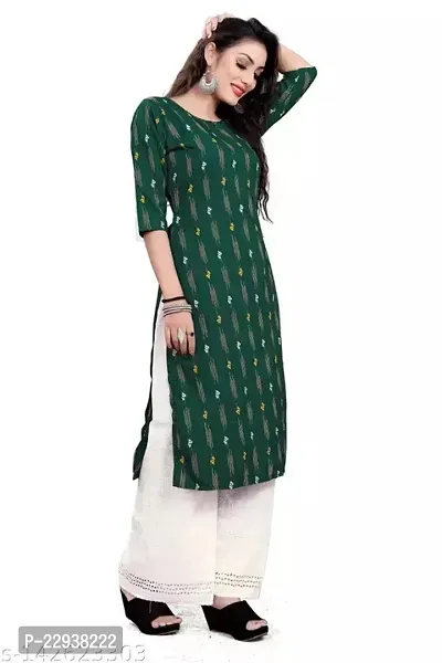 Women's Printed Crepe Green Kurti-thumb4