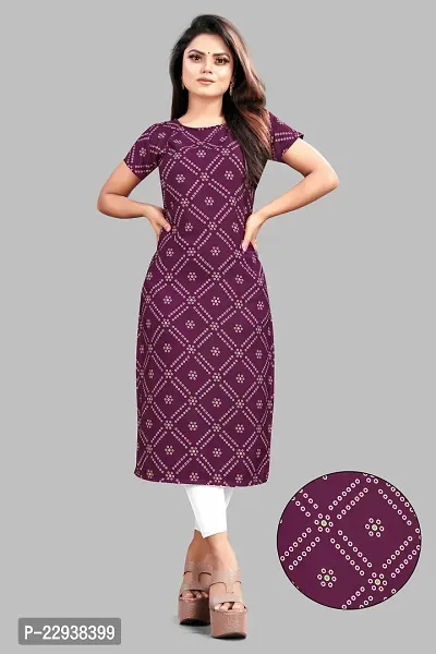 Women For Bandhani Crepe Maroon Kurtis