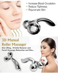 3D Manual Solar Powered Roller Face Body Massager Skin Lifting Wrinkle Remover Facial Massage For Relaxation and Tightening (Silver)-thumb4