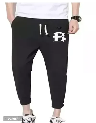 Comfortable Black Cotton Blend Regular Track Pants For Men-thumb0