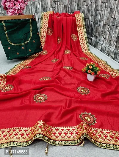 Stylish Fancy Designer Silk Blend Saree With Blouse Piece For Women-thumb5