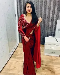 Stylish Fancy Designer Velvet Saree With Blouse Piece For Women-thumb1