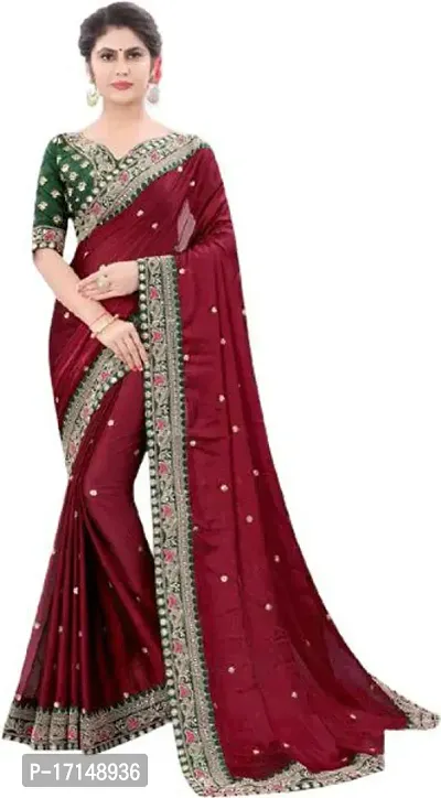 Stylish Fancy Designer Satin Saree With Blouse Piece For Women-thumb0