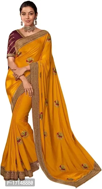 Stylish Fancy Designer Silk Blend Saree With Blouse Piece For Women-thumb0