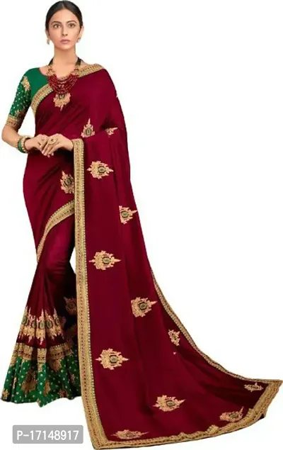 Stylish Fancy Designer Silk Blend Saree With Blouse Piece For Women-thumb0