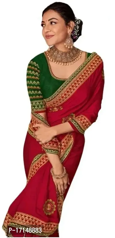 Stylish Fancy Designer Silk Blend Saree With Blouse Piece For Women-thumb2
