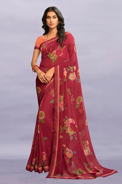 Daily Wear Georgette Printed Sarees with Blouse piece
