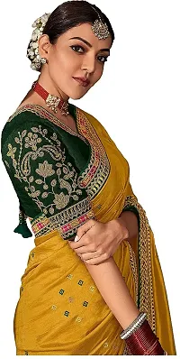 Stylish Fancy Designer Silk Blend Saree With Blouse Piece For Women-thumb3