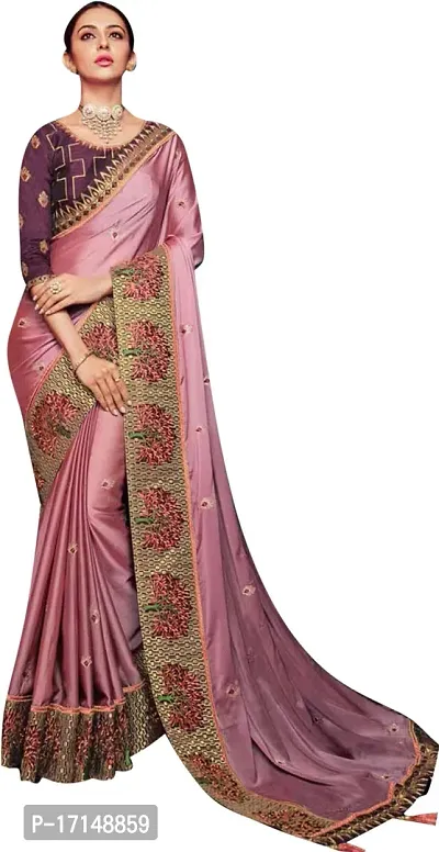 Stylish Fancy Designer Silk Blend Saree With Blouse Piece For Women-thumb0