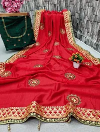 Stylish Fancy Designer Silk Blend Saree With Blouse Piece For Women-thumb1