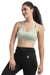 KiARAA Nylon  Cotton Lightly Padded Non-Wired Sports Bra-Light Green-XL-thumb2