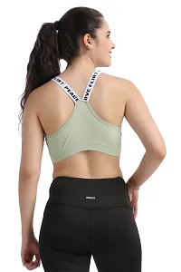 KiARAA Nylon  Cotton Lightly Padded Non-Wired Sports Bra-Light Green-XL-thumb1