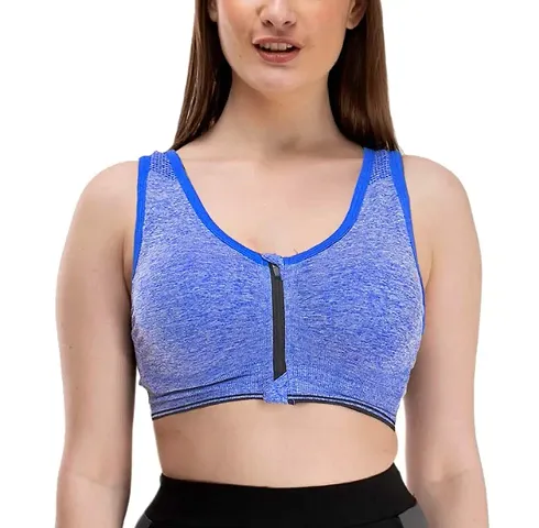 Pipal Women's Cotton Lightly Padded Non-Wired Sports Bra - Free Size - Front Open (Size fits Best 30B to 34B)