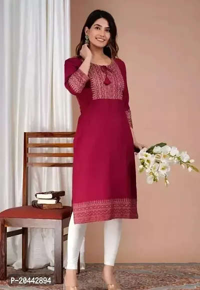 Stylish Maroon Rayon Stitched Kurta For Women