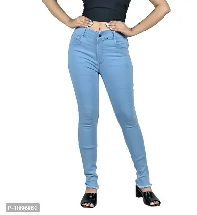 Classic Denim Lycra Solid Jeans for Women