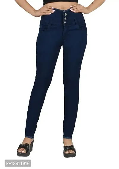 Classic Denim Lycra Solid Jeans for Women-thumb0