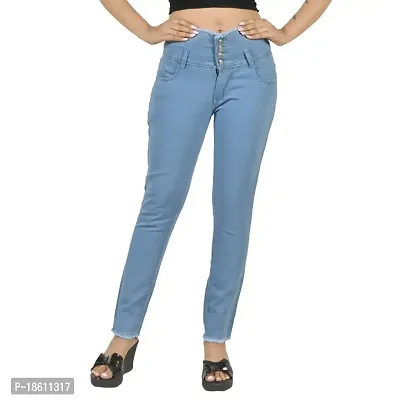 Classic Denim Lycra Solid Jeans for Women-thumb0