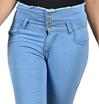 Classic Denim Lycra Solid Jeans for Women-thumb3