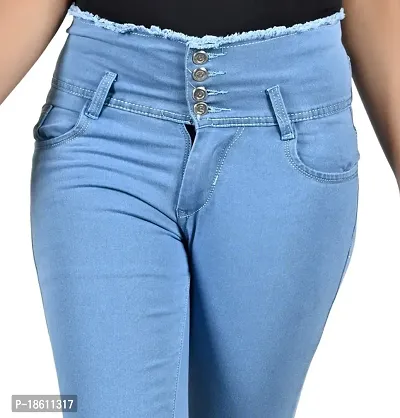 Classic Denim Lycra Solid Jeans for Women-thumb4