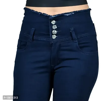 Navy Blue Denim Lycra Acid Wash Jeans   Jeggings For Women-thumb2