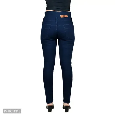 Navy Blue Denim Lycra Acid Wash Jeans   Jeggings For Women-thumb3