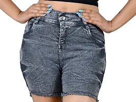 Classic Denim Solid Shorts for Women-thumb3