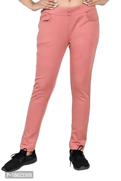 Classic Cotton Blend Solid Trousers for Women-thumb0