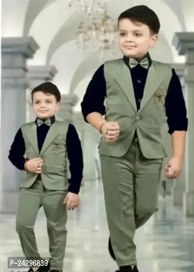 Boys Stylish Partywear 3 Piece Blazer Suit | Party wear | Dress for kids | Kids wear | Boys wear | Blazer suit | Suit for boys | 3-Piece suit | Grey suit | Blazer for boys | Indian party wear | Trendi-thumb0