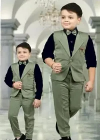 Boys Stylish Partywear 3 Piece Blazer Suit | Party wear | Dress for kids | Kids wear | Boys wear | Blazer suit | Suit for boys | 3-Piece suit | Grey suit | Blazer for boys | Indian party wear | Trendi-thumb2