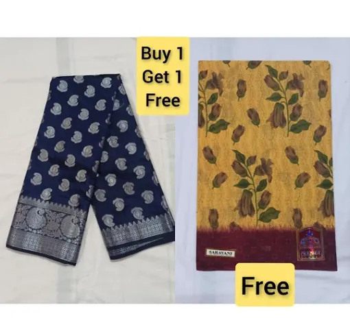 Buy 1 Get 1 Free Silk Cotton Saree with Blouse Piece